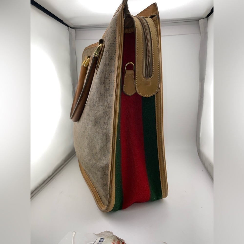 GUCCI Micro GG Supreme Web Sherry Line Hand Bag PVC Leather Beige​​​​​​​​​​​​ - Picture 5 of 16